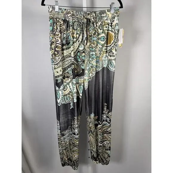 NWT One World Women’s Paisley Print Jogger Pants Boho Elastic Waist Size Medium - Picture 3 of 6